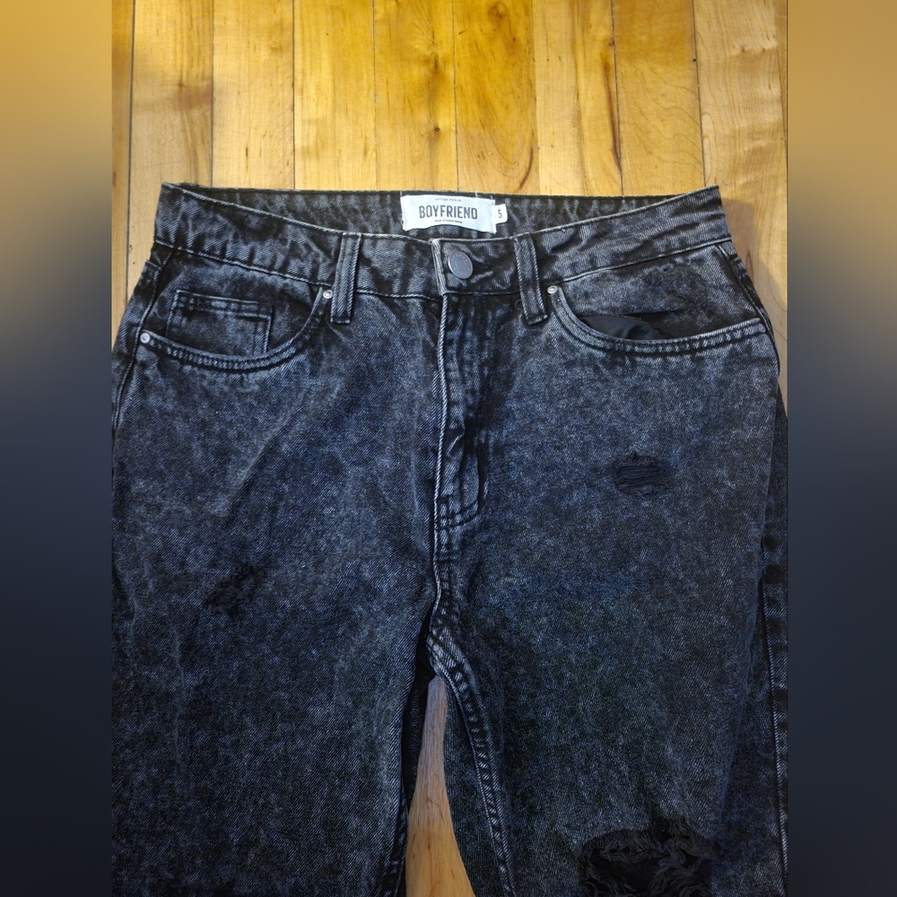 Boyfriend Black Distressed Women's Jeans